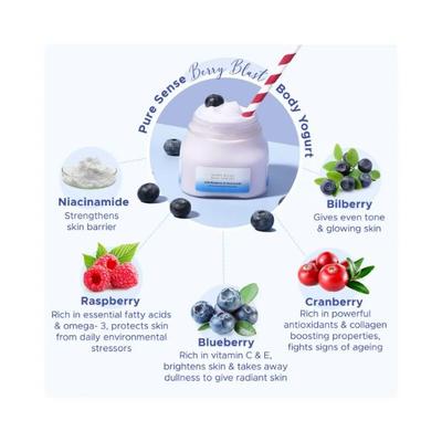 PureSense Berry Blast Body Yogurt with Blueberry & Niacinamide For Deeply Nourished & Moisturised Skin 160 ml - Lotions & Creams