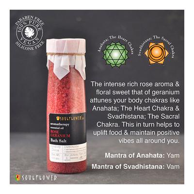 Soulflower Aroma Bath Salt - Rose Geranium 500 gm - Bath Salts