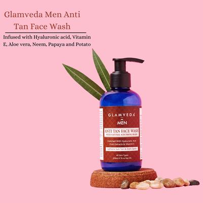 Glamveda Men Anti Tan Face Wash With Natural Scrubbing Beads 200 ml - Face Washes