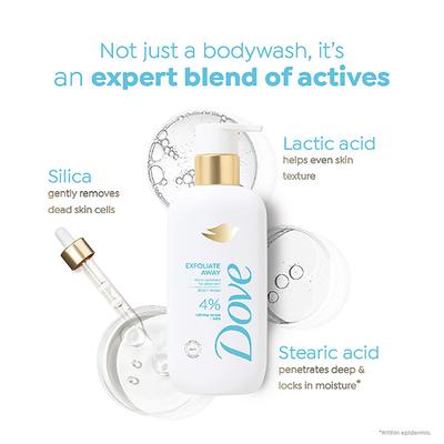 Dove 4% Refining Serum + AHA Exfoliate Away Serum Body Wash, 300 ml - Shower Gels & Body Wash