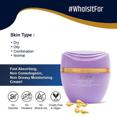 Oceglow Dewy Face Cream Moisturizer For Women, Plumps & Glow For Dry Skin With Ceramides & Hyaluronic Acid 50 gm - Day Cream