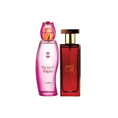 Ajmal Desert Rose EDP Floral Oriental Perfume And Sacred Love EDP Floral Musky Perfume 150 ml - Women Perfumes (Edt/Edp)