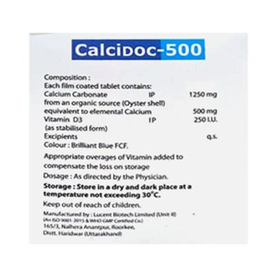 CALCIDOC 500 Tablet 15's - Supplements-Cal