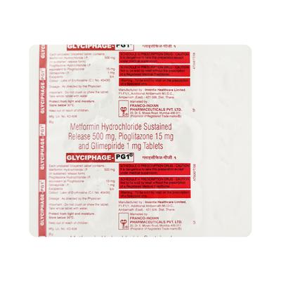 GLYCIPHAGE PG 1mg Tablet 15's - Diabetes-Ant