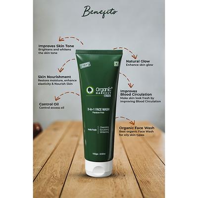 Organic Harvest Activ 3-in-1 Face Wash 100 gm - Face Wash & Cleansers