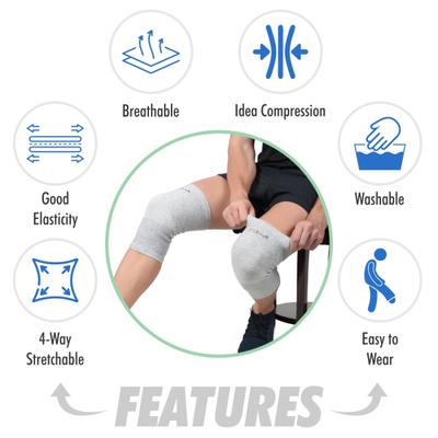 AccuSure Orthopedic Pain Relief Bamboo Yarn Knee Cap - Gray (L) 1's - Knee/Ankle/Leg/Foot Supports