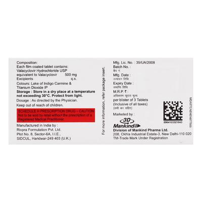 Valanext 500mg Tablet 3'S - Viral infections-Ant