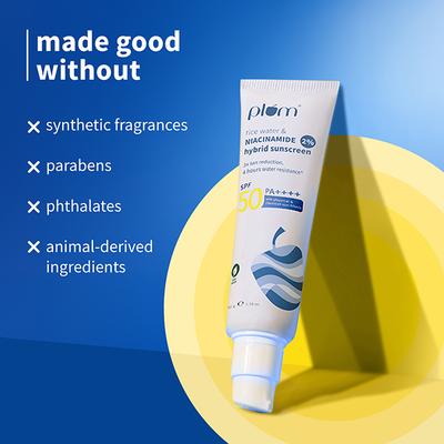 Plum 2% Niacinamide & Rice Water Hybrid Face Sunscreen With Spf 50 Pa+++ 50 gm - Face Sunscreen