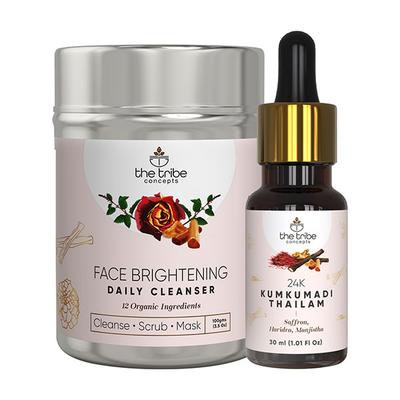 The Tribe Concepts Face Brightening Kit With Steel Tin 130 gm - Loose Powder