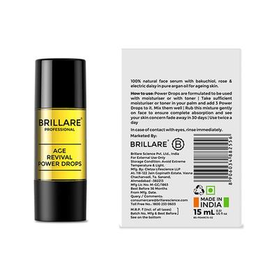 Brillare Professional Age Revival Power Drops Natural Face Serum Aragn Oil, Rose and Bakuchioil 15 ml - Face Serum