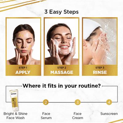 Streax Skin Bright & Shine Face wash cleanser 4% Vitamin C & Glycolic Serum Complex 100 ml - Scrubs & Exfoliants