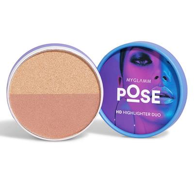 MyGlamm POSE HD Highlighter Duo-Champagne Rose Gold- 9gm - Highlighters & Illuminators
