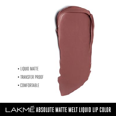 Lakme Absolute Matte Melt Liquid Lip Color Nude Hit 6 Ml - Liquid Lipsticks