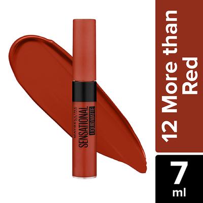 Maybelline New York Sensational Liquid Matte Lipstick, 12 More Than Red 7 ml - Liquid Lipsticks