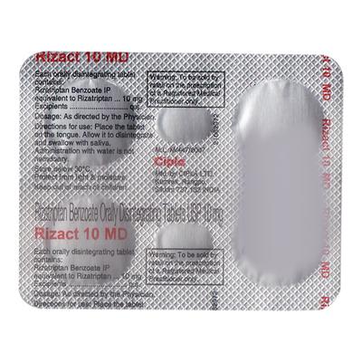 RIZACT MD 10 PEPPERMINT FLAVOUR Tablet 4's - Migraine