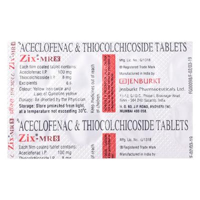 ZIX MR 8mg Tablet 10'S - Muscle Cramps/Spasticity-Mus