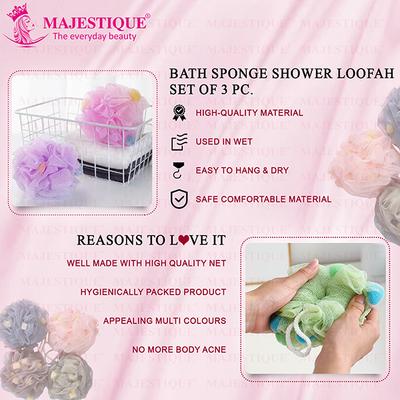 Majestique Premium Large Size Loofas with Active Spheres, 55g Each Body Wash Sponge - Multicolor 1's - Bath Tools