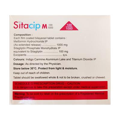 SITACIP M 100/1000 Tablet 10's - Diabetes-Ant