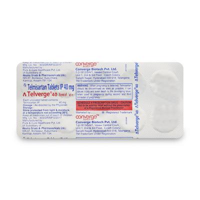 TELVERGE 40mg Tablet 10's - Hypertension-Ang
