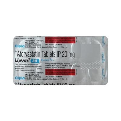 Lipvas 20mg Tablet 10'S - High Cholesterol-Dys