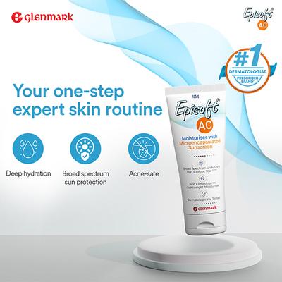 Glenmark Episoft AC Moisturizer with Sunscreen, SPF 30+ for Men and Women 125 gm - Day Cream