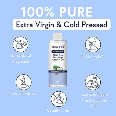 Wishcare 100% Pure Unrefinded Cold Pressed Extra Virgin Coconut Oil 500 ml - Hair Oils