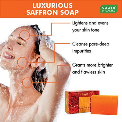 Vaadi Herbals Handmade Soap with Essential Oils - Luxurious Saffron Skin Whitening Therapy 75gm - Soaps