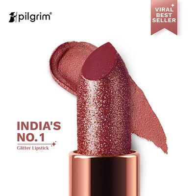 Pilgrim Glitter Lipstick Royal Noor-05 Luxurious 3-D Glitter Formula With Matte Finish red 4.2 g - Lipsticks