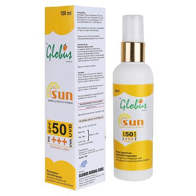 Globus Naturals Sun Screen Lotion With Lemongrass Oil And Cucumber Extract 100 ml - Face Sunscreen