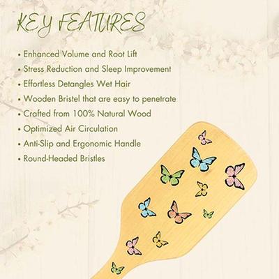 Allure Personalised Paddle Hair Brush Butterfly Print 1's - Hair Brushes