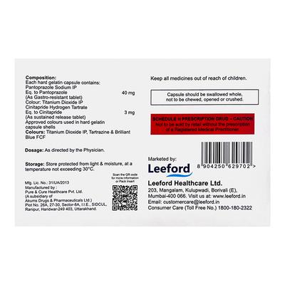 PANTAFOL CT Capsule 10's - Ulcer/Reflux/Flatulence-Aaa
