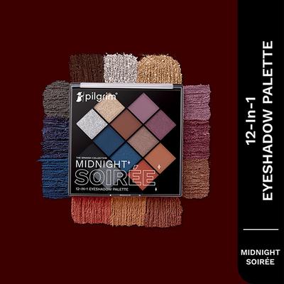 Pilgrim Eyeshadow Midnight Soiree 12-in-1 Highly Pigmented Shades For The Ultimate Glam 24 gm - Eyeshadow, Bases & Primers