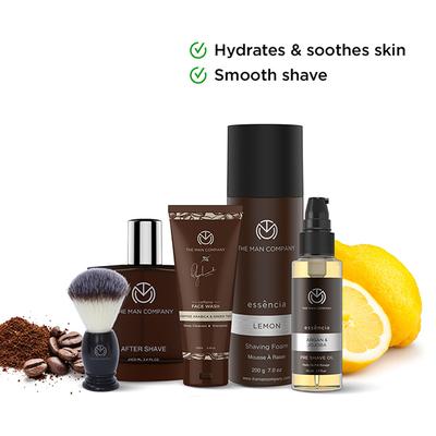 The Man Company Premium Shaving Kit with Pre-Shave Oil, Shaving Foam, Black Brush, After Shave Spray, Coffee Face Wash & Travel Kit Bag 1000 gm - Face Wash & Cleansers