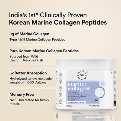 Wellbeing Nutrition Pure Korean Marine Collagen - Blueberry Mint 120 gm - Nutritional Bars
