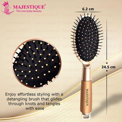 Majestique Golden Oval Cushion Detangling Brush, Friendly Detangling Brush Ultra-Soft Tipped Nylon 1's - Straighteners