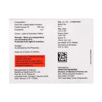 CLARINOVA 500 Tablet 10's - Bacterial Infections-Mac