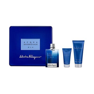 Salvatore Ferragamo Acqua Essenziale Blu Set (Eau de Toilette100ml + Shampoo and Shower Gel 100ml + After Shave Balm 50ml) 250 ml - Shampoos