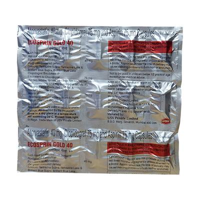 ECOSPRIN GOLD 40 Capsule 15's - Blood Clot-Ant