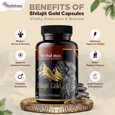Herbal Max Shilajit Gold 800 mg Capsule 30's - Sexual Care