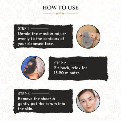 Khadi Essentials Ayurvedic Charcoal Sheet Mask For Spot Removal & Hydrated Skin (Pack of 3) 100 gm - Sheet Masks