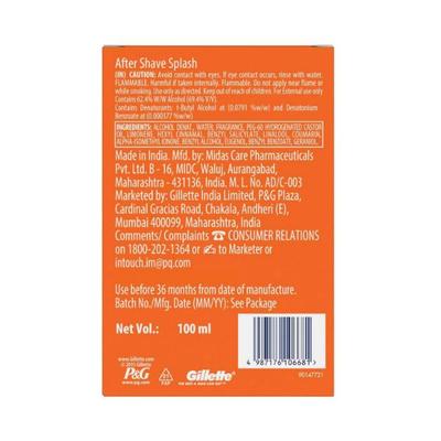 Gillette Pro After Shave Splash Icy Cool , White 100 ml - Aftershave Lotion