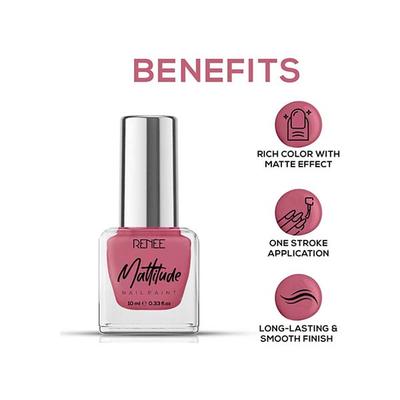 RENEE Mattitude Nail Paint - Royale Rose 10 ml - Nail Polish
