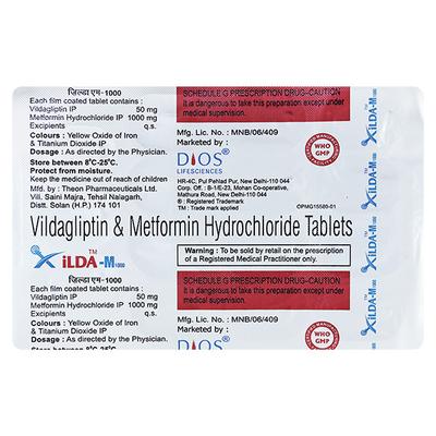 XILDA M 1000 Tablet 15's - Diabetes-Ant