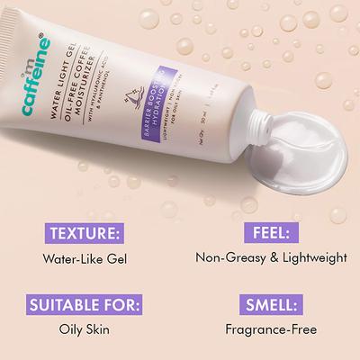 MCaffeine Oil-Free Coffee Face Moisturizer Gel with Hyaluronic Acid & Pro-Vit B5 for Deep Hydration 50 ml - Face Creams