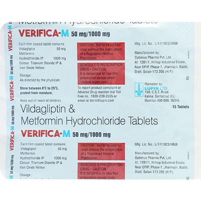 VERIFICA M 50/1000mg Tablet 15's - Diabetes-Ant