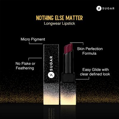 SUGAR Cosmetics Nothing Else Matter Longwear Lipstick - 30 Mulberry Tale (Deep Berry (red tone)/ Mulberry) 3.2gm - Lipsticks
