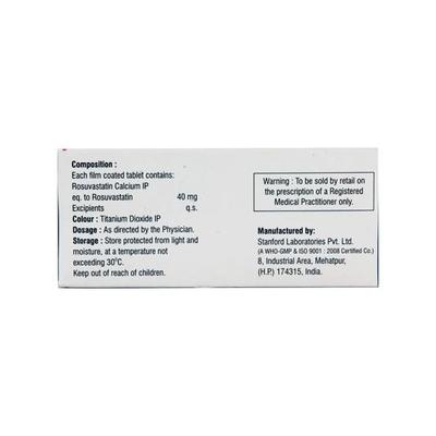 Roslaren 40mg Tablet 10'S - High Cholesterol-Dys