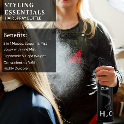 Vega Professional Hair Spray Bottle for Hairstyling, Cleaning, Salons, Empty Spray Bottle, Black (VPHSB-04) 1's - Others