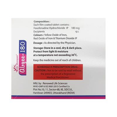 ALRGEE 180 Tablet 10's - Allergies-Ant