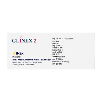 GLINEX 2mg Tablet 10's - Diabetes-Ant